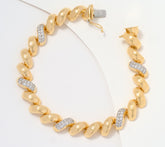 Diamonique  Sterling Silver Goldclad Italia San Marco Pave Station Bracelet, 6-3/4"